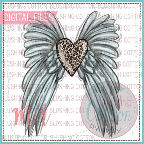 LEOPARD PRINTED HEART WITH WINGS   BCMA