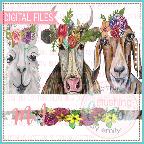 LLAMA COW GOAT TRIO SPLIT DESIGN   BCMA