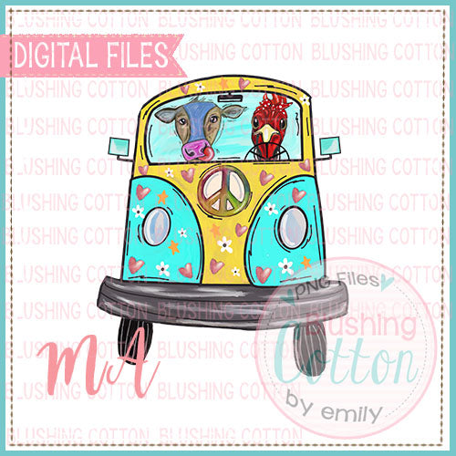 HIPPIE BUS WITH ANIMALS DESIGN  BCMA