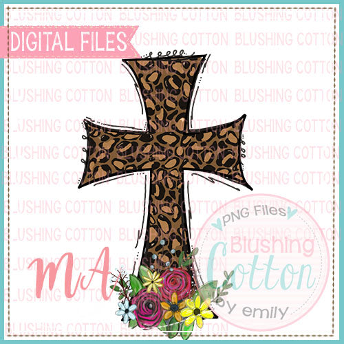 LEOPARD CROSS WITH FLOWERS DESIGN  BCMA