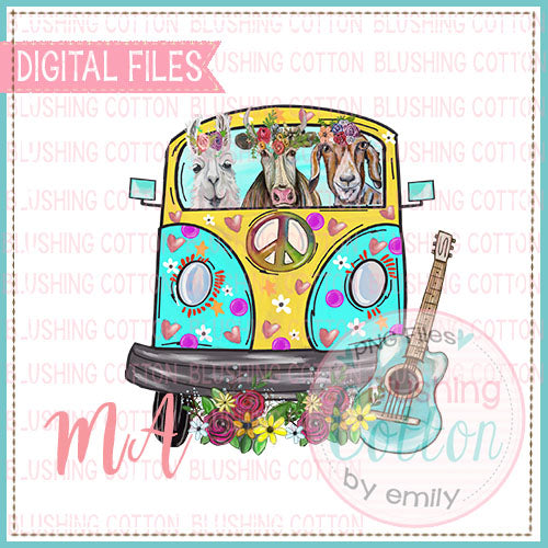 HIPPIE BUS WITH ANIMALS AND GUITAR DESIGN   BCMA