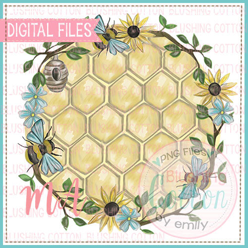 BEE FRAME WITH HONEYCOMB BACKGROUND DESIGN   BCMA