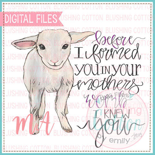 BEFORE I FORMED YOU WITH LAMB DESIGN   BCMA