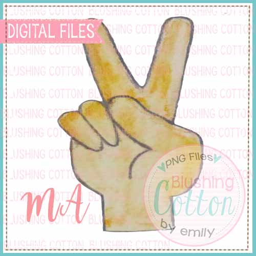 HAND PEACE SIGN WATERCOLOR DESIGN FOR PRINTING AND OTHER CRAFTS BCMA