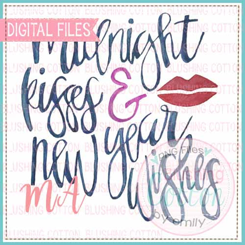 NEW YEARS KISSES WATERCOLOR WORD ART DESIGN BCMA