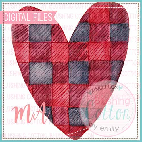 BUFFALO PLAID HEART WATERCOLOR DESIGN BCMA