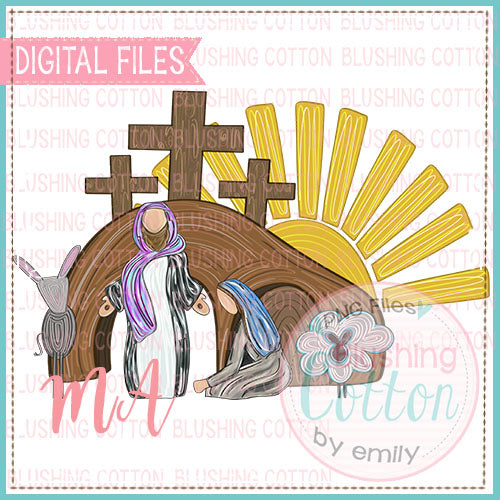 Easter Scene With Sun Watercolor PNG Design    BCMA