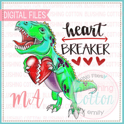 Heart Breaker With Dinosaur PNG Watercolor Design   BCMA