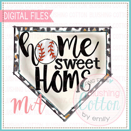 Home Sweet Home on Baseball Diamond with Leopard Background Design    BCMA