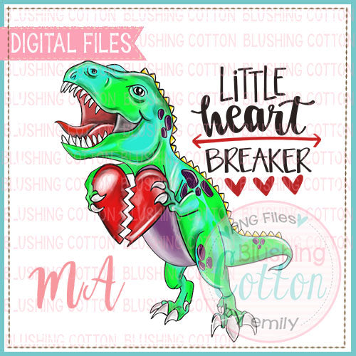 Little Heart Breaker With Dinosaur PNG Watercolor Design   BCMA