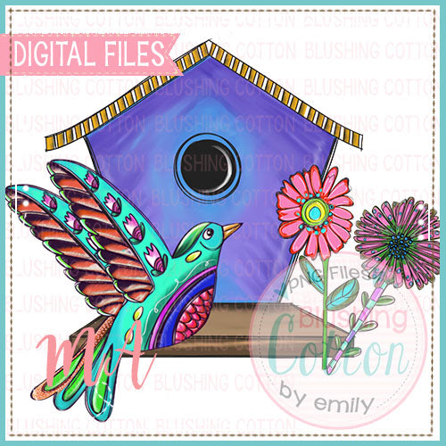 Birdhouse With Birds And Flowers Design     BCMA