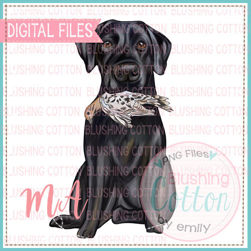 Black Labrador with Dove Watercolor PNG Design    BCMA