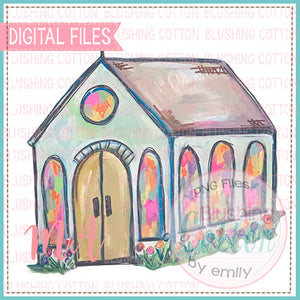 Colorful Church PNG Watercolor Design    BCMA