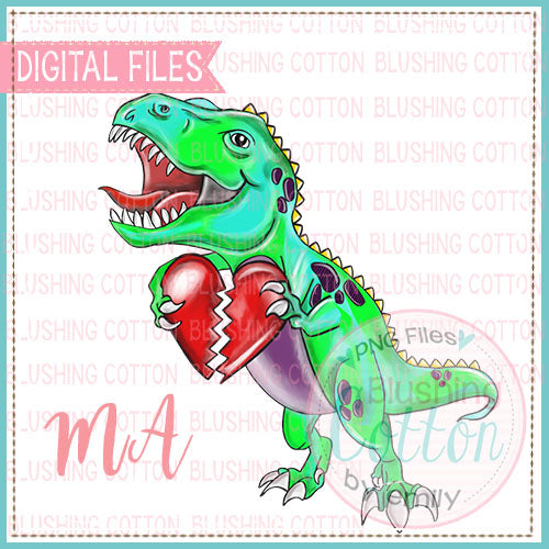 Dinosaur Holding Heart PNG Watercolor Design   BCMA