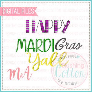 HAPPY MARDI GRAS YALL WORD ONLY DESIGN   BCMA
