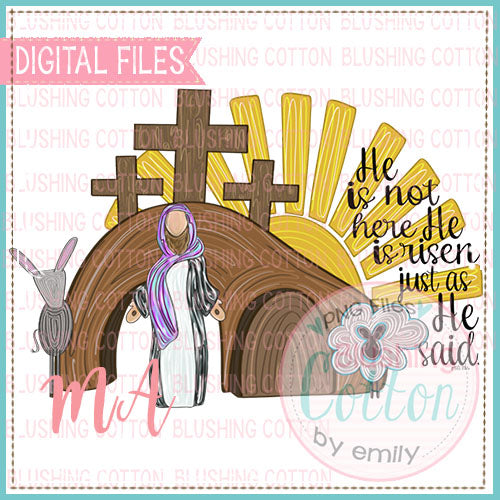 He Is Not Here With Easter Scene Watercolor PNG Design   BCMA
