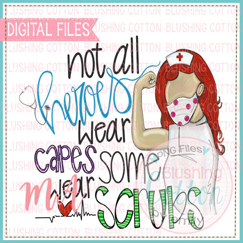 HEROES WEAR SCRUBS RED HAIR DESIGN   BCMA