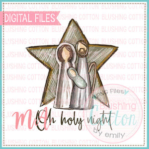Oh Holy Night Rustic Nativity Watercolor PNG Design   BCMA