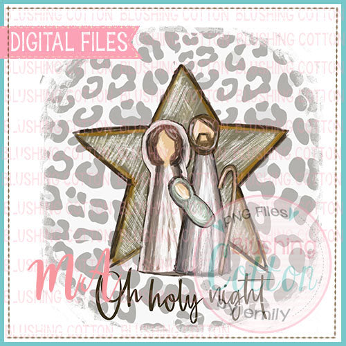 Oh Holy Night Rustic Nativity With Leopard Background Watercolor PNG Design   BCMA