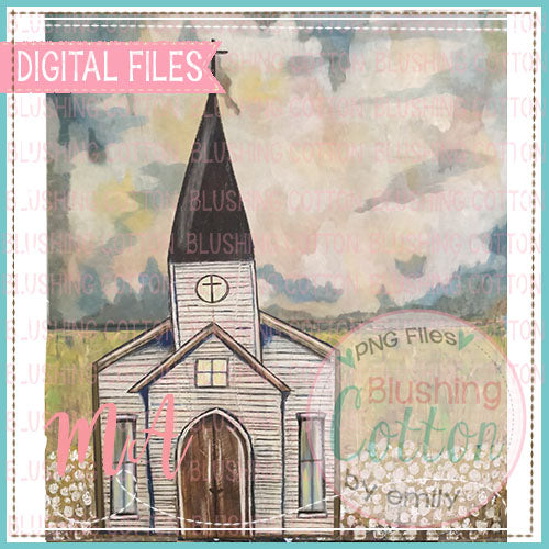 Old Church Scene Watercolor PNG Design   BCMA