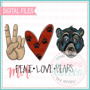 PEACE LOVE BEARS WITH RED HEART DESIGN   BCMA