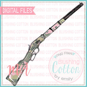 Pink Camo Rifle PNG Watercolor Design    BCMA