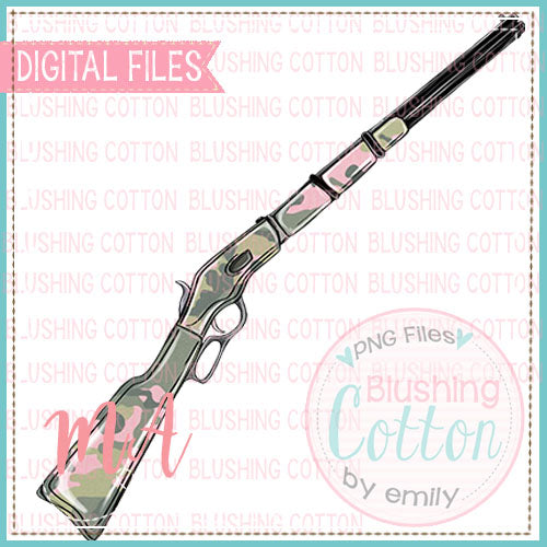 Pink Camo Rifle PNG Watercolor Design    BCMA