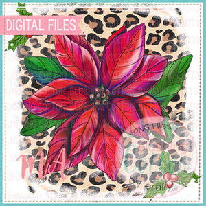 Poinsettia With Holly With Leopard Background Design  BCMA