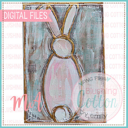 Rustic Bunny Blue Background PNG Watercolor Design   BCMA