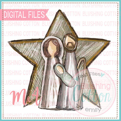 Rustic Nativity with Star Watercolor PNG Design   BCMA