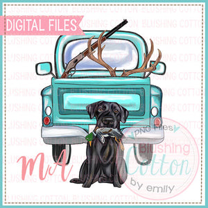 Truck With Lab Duck Rifle and Antlers Design   BCMA