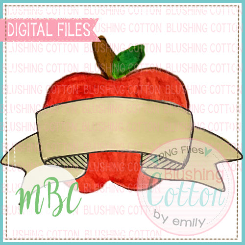 TEACHER APPLE BANNER WATERCOLOR DESIGN BCMBC