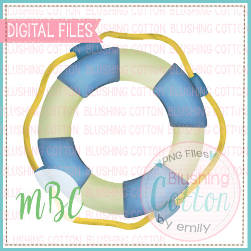LIFE BOAT WITH ROPE BLUE WATERCOLOR DESIGN BCMBC