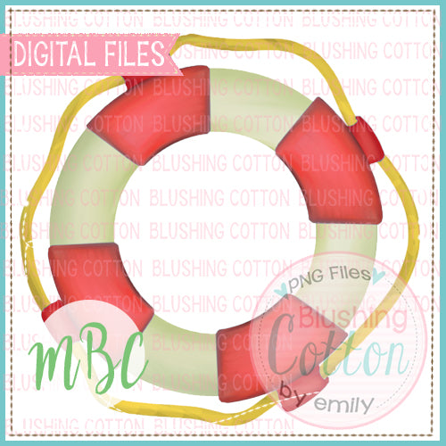 LIFE BOAT WITH ROPE RED WATERCOLOR DESIGN BCMBC