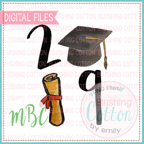 GRADUATION CAP DIPLOMA 2019 WATERCOLOR DESIGN BCMBC