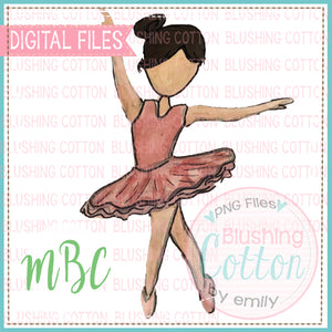 BALLERINA BLACK HAIR WATERCOLOR DESIGN FOR PRINTING AND OTHER CRAFTS BCMBC