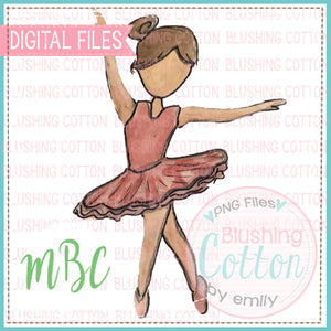 BALLERINA BROWN HAIR WATERCOLOR DESIGN FOR PRINTING AND OTHER CRAFTS BCMBC