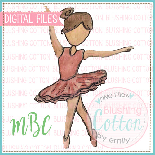 BALLERINA BROWN HAIR WATERCOLOR DESIGN FOR PRINTING AND OTHER CRAFTS BCMBC