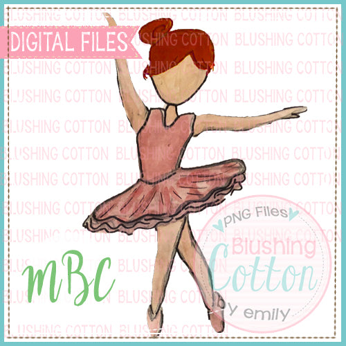 BALLERINA RED HAIR WATERCOLOR DESIGN FOR PRINTING AND OTHER CRAFTS BCMBC