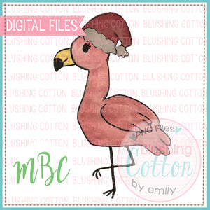 CHRISTMAS FLAMINGO WATERCOLOR DESIGN FOR PRINTING AND OTHER CRAFTS BCMBC