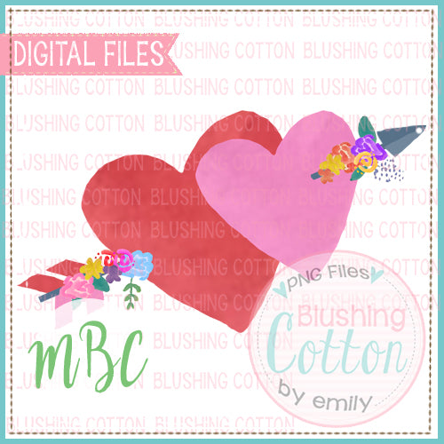 ARROW WITH HEART WITH FLOWERS WATERCOLOR DESIGN BCMBC