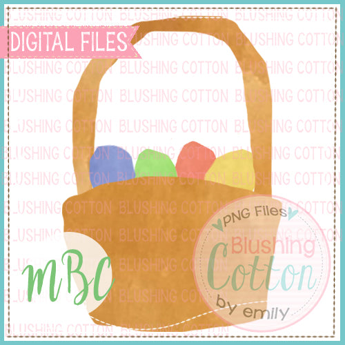 SIMPLE EASTER BASKET WITH EGGS WATERCOLOR DESIGN BCMBC