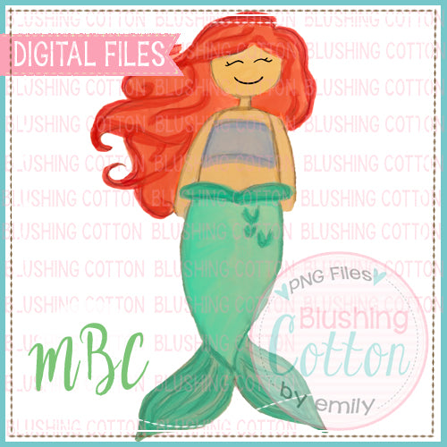 MERMAID RED HAIR WATERCOLOR DESIGN BCMBC