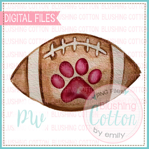 FOOTBALL WITH MAROON PAW DESIGN WATERCOLOR PNG BCPW