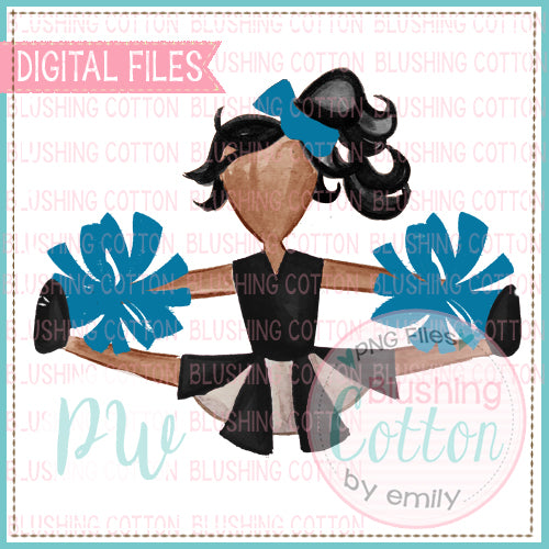 CHEERLEADER AFRICAN AMERICAN BLACK AND TURQUOISE UNIFORM  BCPW