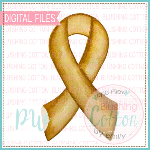 AWARENESS GOLD CHILD CANCER RIBBON DESIGN WATERCOLOR PNG BCPW