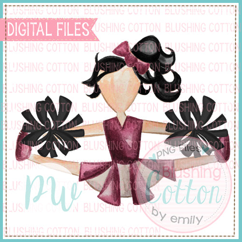 CHEERLEADER BLACK HAIR MAROON AND BLACK DESIGN  BCPW