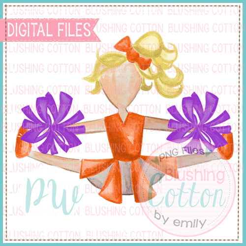 CHEERLEADER BLONDE HAIR ORANGE AND PURPLE DESIGN   BCPW