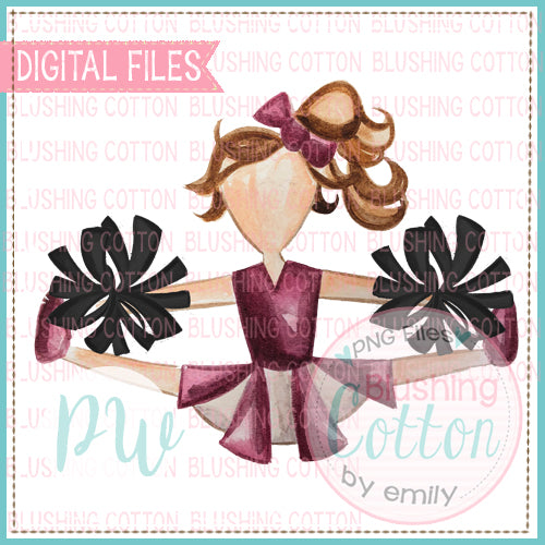 CHEERLEADER BRUNETTE HAIR MAROON AND BLACK DESIGN  BCPW