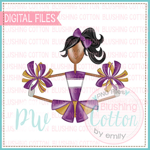 CHEERLEADER AFRICAN AMERICAN PURPLE AND GOLD DESIGN  BCPW